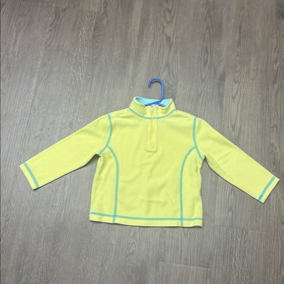 L.L. Bean Canary Yellow 3T 1/3 Zip Fleece with Aqua Accents, Exclnt Cndtn. - Picture 6 of 7